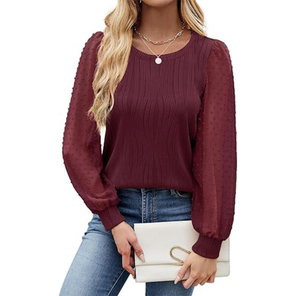 Women's Round Neck Chiffon Puff Sleeve Fashion - Image 10