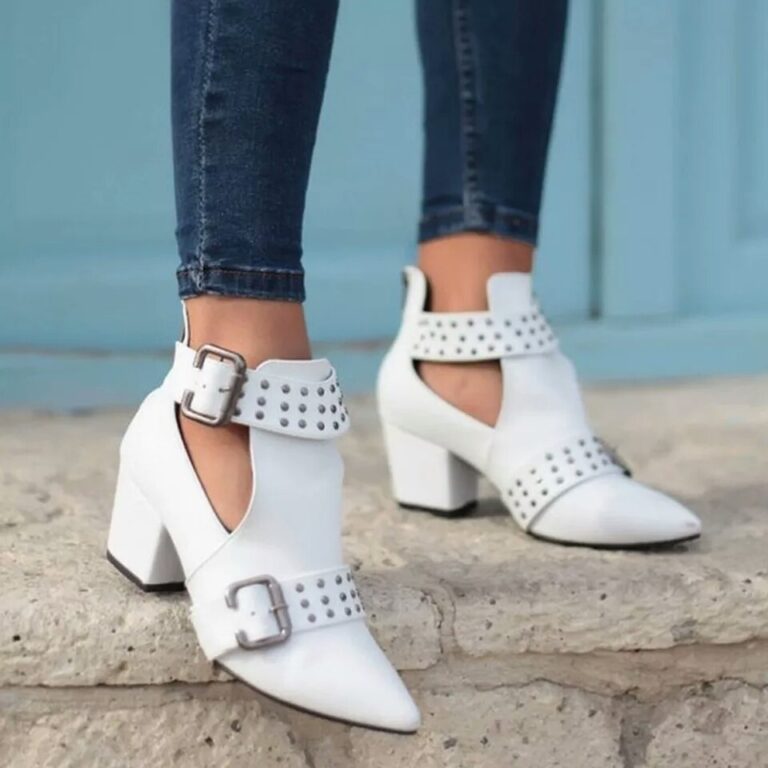 Pointed Toe Plus Size Rivet Short Boots Women - Image 4