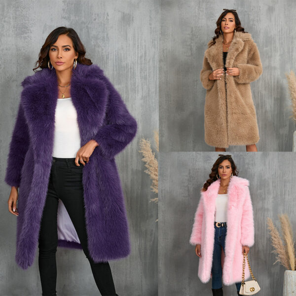 Thickened Long Section Suit Collar Mid-length Plush Fur Coat - Image 2