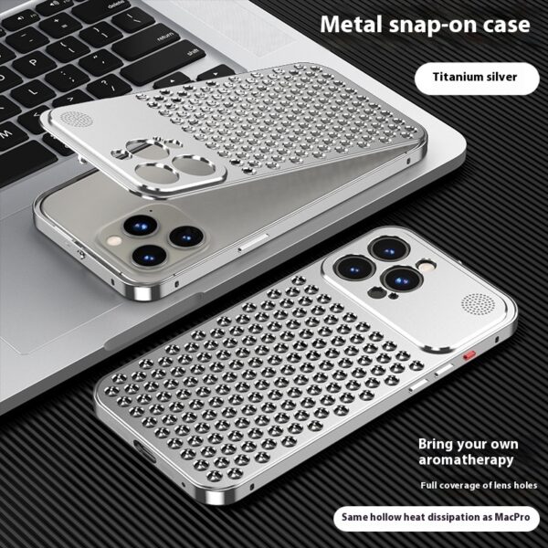 Applicable To Iphone15 Phone Case New Spring Fastener Aromatherapy Heat Dissipation Aluminum Alloy Case - Image 2