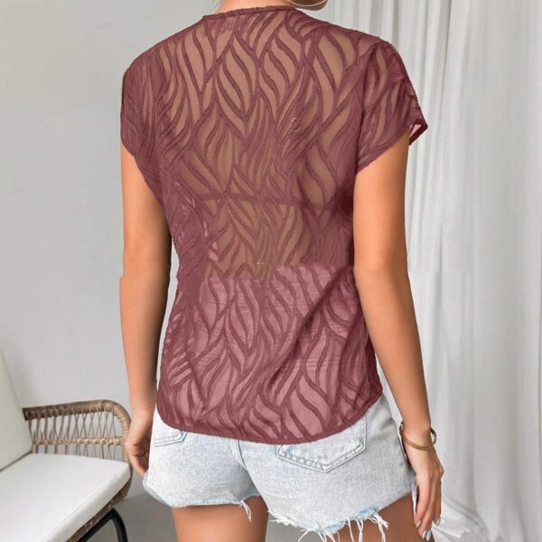 Sexy Cutout V-neck Short Sleeve T-shirt Top - Image 4