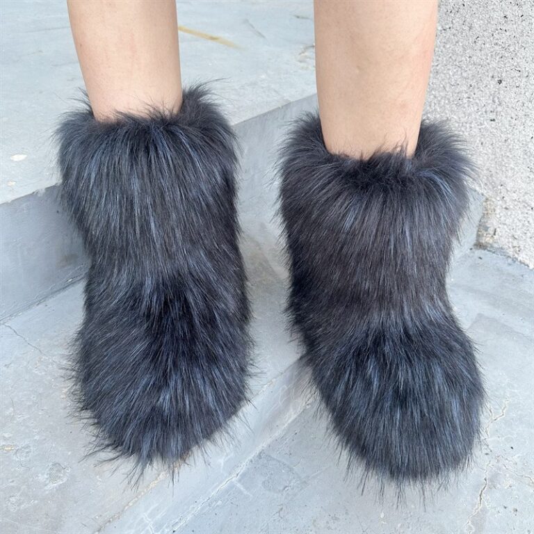 Raccoon Fur Plush Snow Boots - Image 3