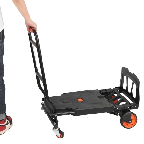 Portable Flat Bed Trailer Multifunction Foldable Hand Truck with 2 Straps for Home Use - Image 5