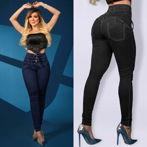 Tied Slim Fit Skinny Jeans Women's High Waist Hip Lift Trousers