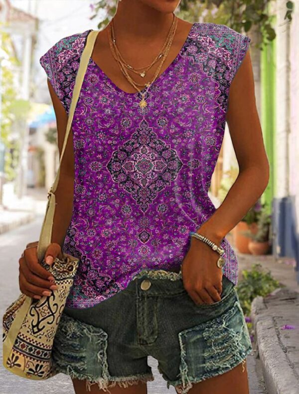 Printed Sleeveless Loose T-shirt Summer Women - Image 4