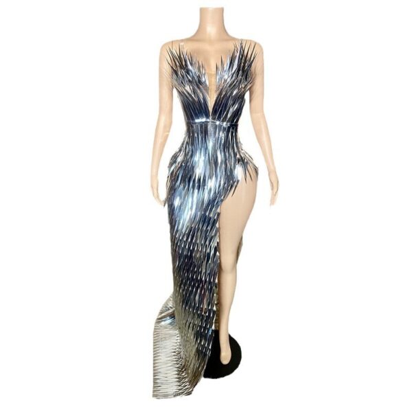 Stage Advanced Light Luxury Evening Dress Sequined Design Side Slit Tail Slim Temperament - Image 10