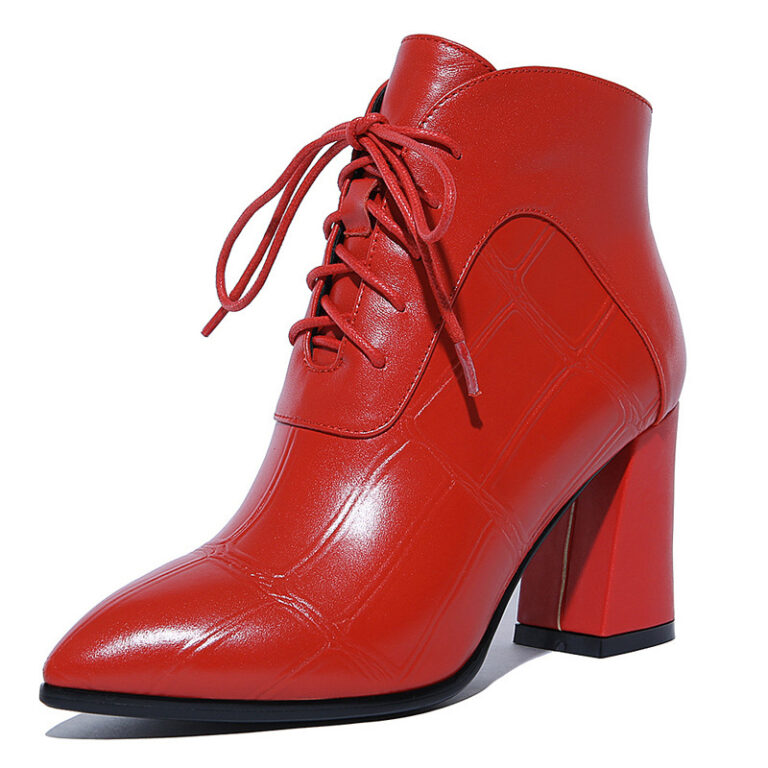 All-match thick heel leather boots high heel boots women - Image 6