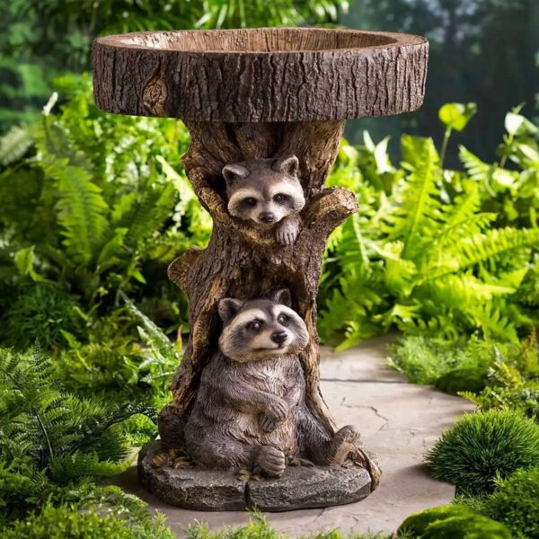 Garden Decoration Raccoon Resin Ornaments Handicraft Gardening Bird Drinking Ornaments - Image 9