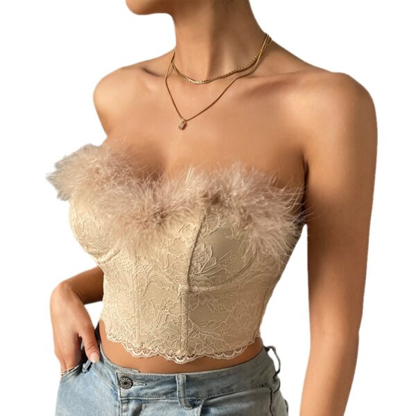 Women's Fashionable Lace Low-cut Tube Top - Image 2