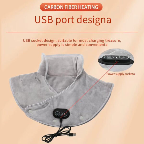 Electric Heating Shoulder Neck Pad Soft Comfortable Thermal Compress Cervical Shawl USB Heated Back Warm Wrap Tool Relief - Image 8