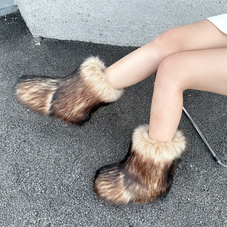 Raccoon Fur Plush Snow Boots - Image 2