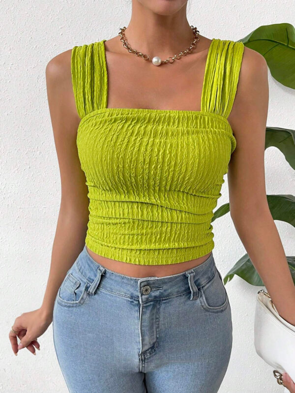 Fashion Sleeveless Midriff-baring Square Collar Shoulder Strap Vest Top - Image 6