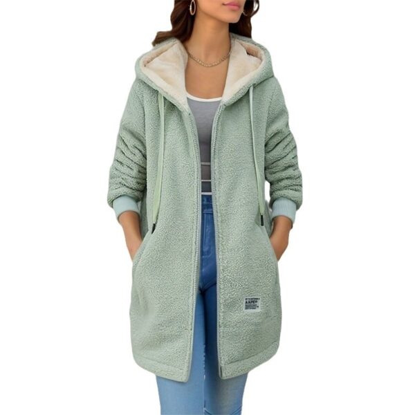 Fleece-lined Mid-length Cashmere Hoodie - Image 3