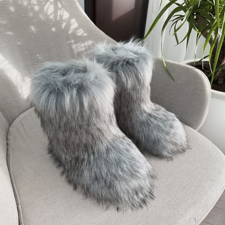 Raccoon Fur Plush Snow Boots - Image 10