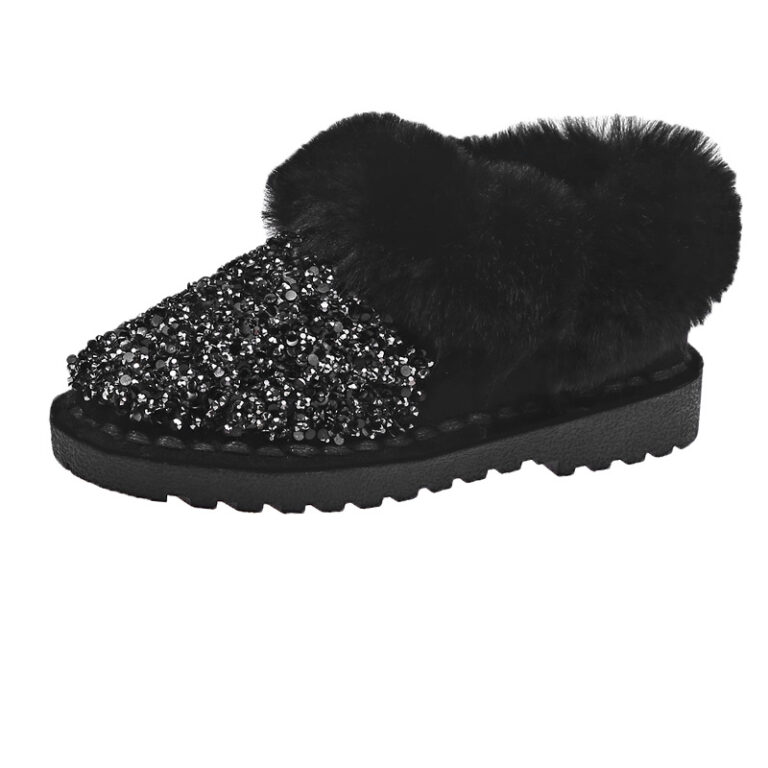 Fashion All-match Soft-soled Sequined Snow Boots Women's Fur In One - Image 2