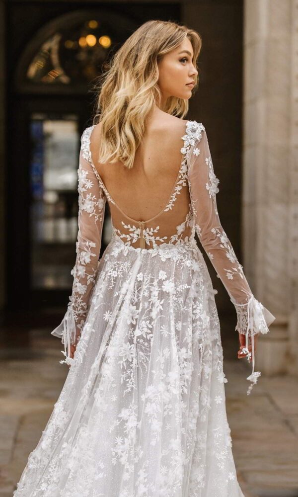 Wedding Dress Sexy Lace Long Sleeve Dress Evening Dress - Image 3