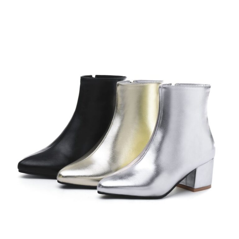 Autumn And Winter High Heel Chunky Heel Women's Leather Ankle Boots - Image 3