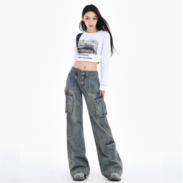 Women's American-style Retro Workwear Jeans - Image 5