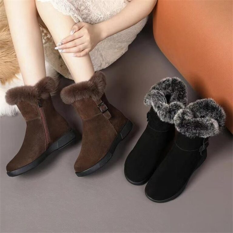 Retro Warm Winter Fleece-lined New Flat Ankle Boots Non-slip Fluffy Cotton Shoes - Image 4