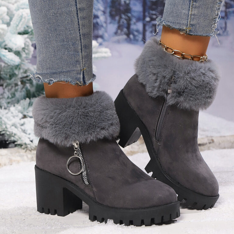 Snow Velvet Thermal And Thickening Thick Heel Women's Short Boots - Image 6