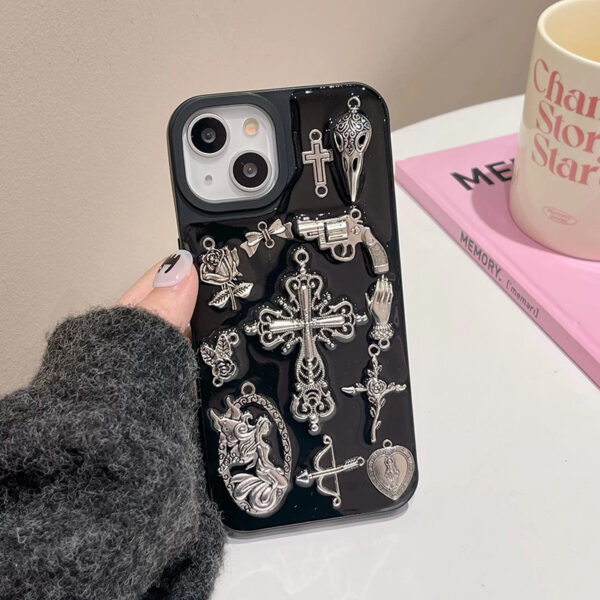 Ins Retro Dark Wind Epoxy Cross Phone Case - Image 9