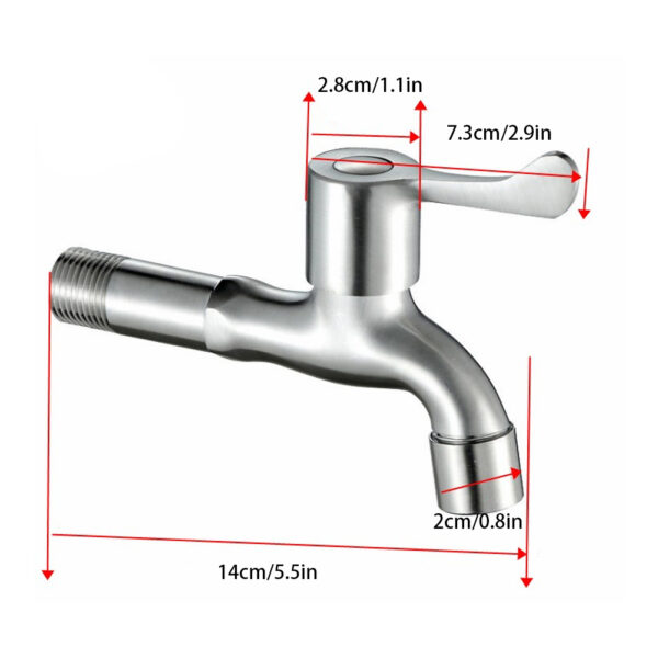 G1/2in Stainless Steel Washing Machine Sink Basin Single Cold Faucet Water Tap Bathroom - Image 8