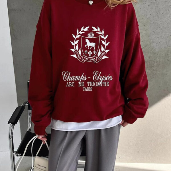 Women's Round Neck Printed Pullover Sweatshirt - Image 2