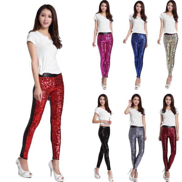 High Elastic Large Size Sequined Leggings