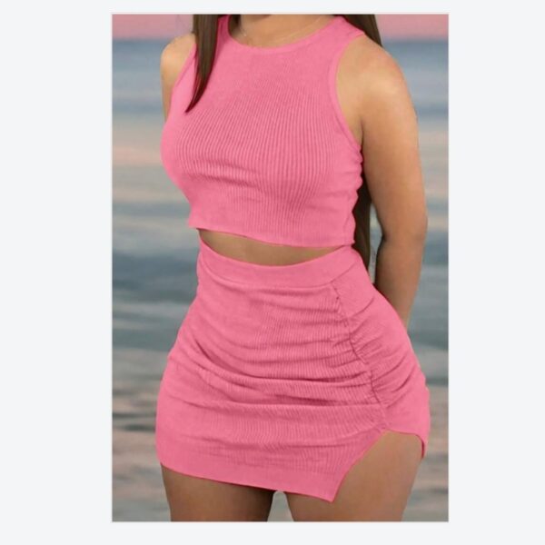 Ladies' Ribbed Crop Top And Bodycon Skirt Set - Image 3