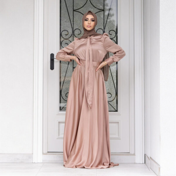 Fashion Large Hem Satin Dress - Image 2