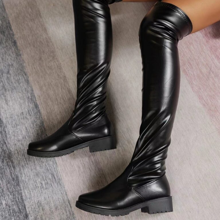 Women's Over-the-knee Stretch Low Heel Chunky Heel Boots - Image 2