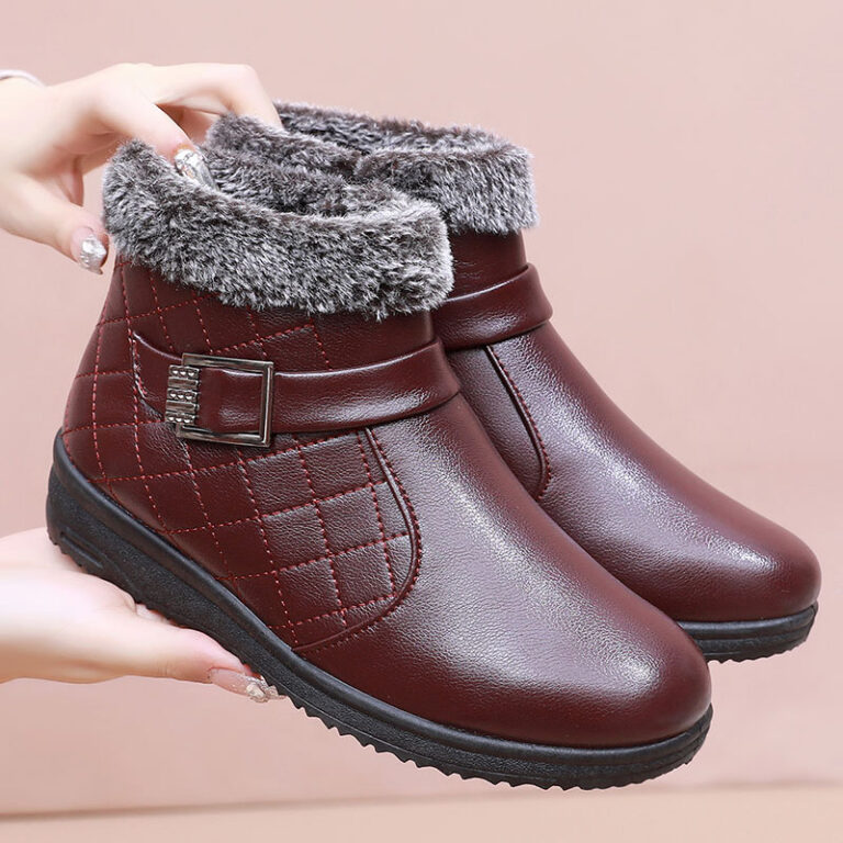 Cotton Plus Velvet Warm Booties Flat Leather Shoes - Image 5