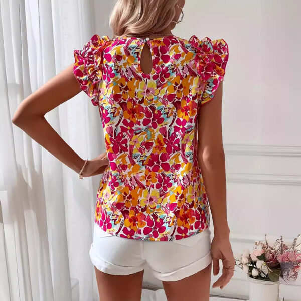 Fashion Floral Print Fashion Short-sleeved Shirt For Women - Image 6