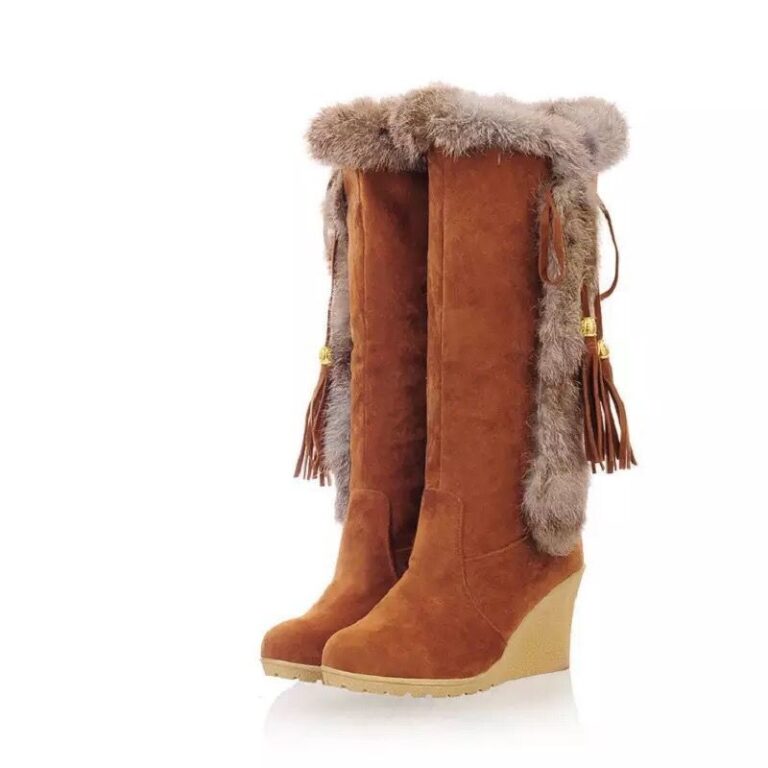 Autumn And Winter New Frosted Plus Size Wedge Boots Fur Integrated High-top For Women - Image 8