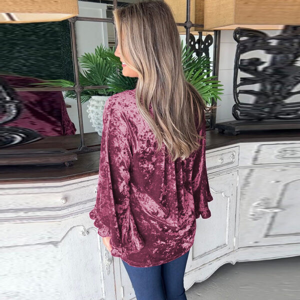 Solid Color Loose Long Sleeves Top For Women - Image 6