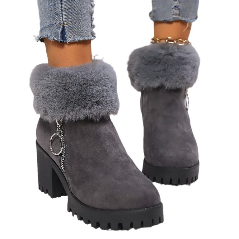 Snow Velvet Thermal And Thickening Thick Heel Women's Short Boots - Image 4