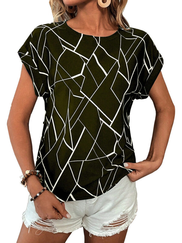 Short Sleeve Women's Printed Wear Fashion Round Neck - Image 3