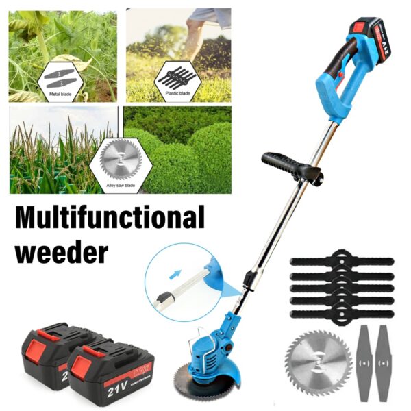 2 Battery Electric Cordless Grass Trimmer Strimmer Garden Edger Cutter & Charger - Image 8