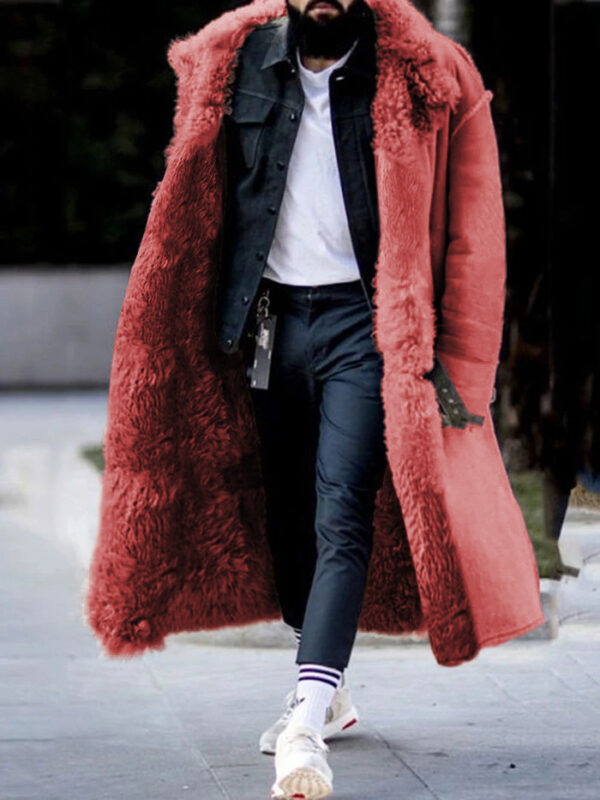 Autumn And Winter Long Thick Furry Coat Lapel Frosted Velvet Keeps Warm - Image 4