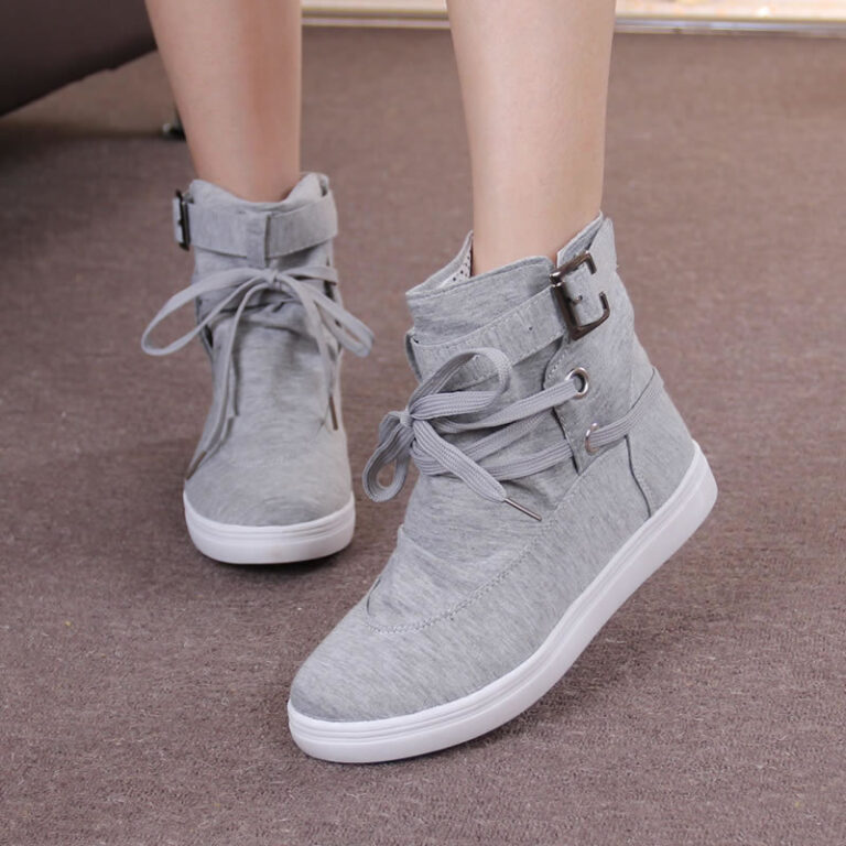 High-Top Shoes, Soft-Soled Shoes, Round Toe Lace-Up Student Flat-Bottomed Casual Women'S Short Boots - Image 5