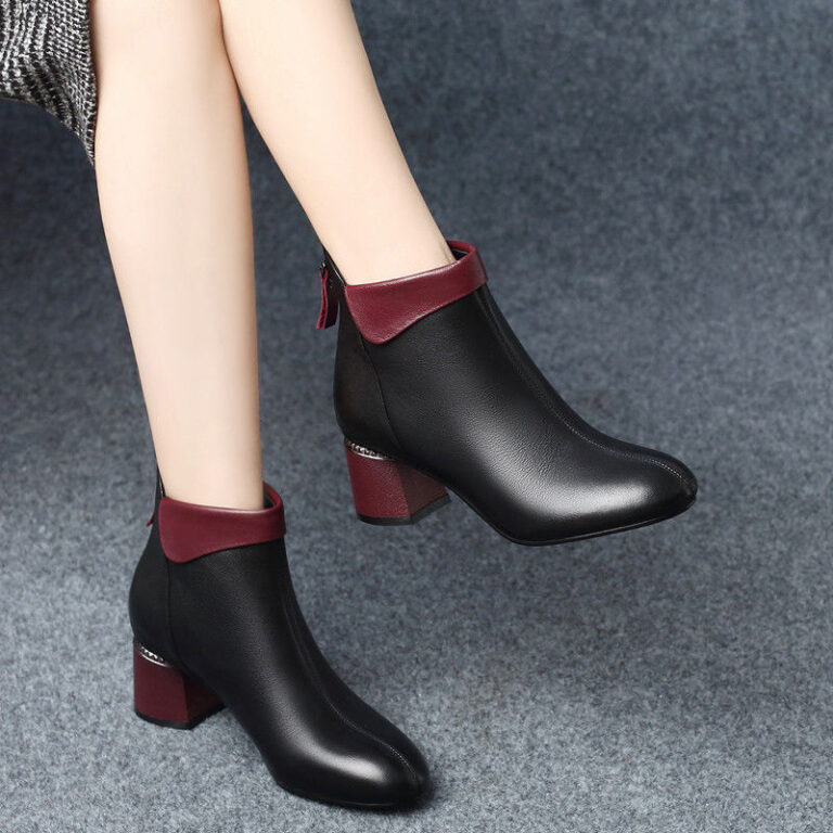 Platform Chunky Heel Ankle Boots Plus Fleece Zipper Boots - Image 3