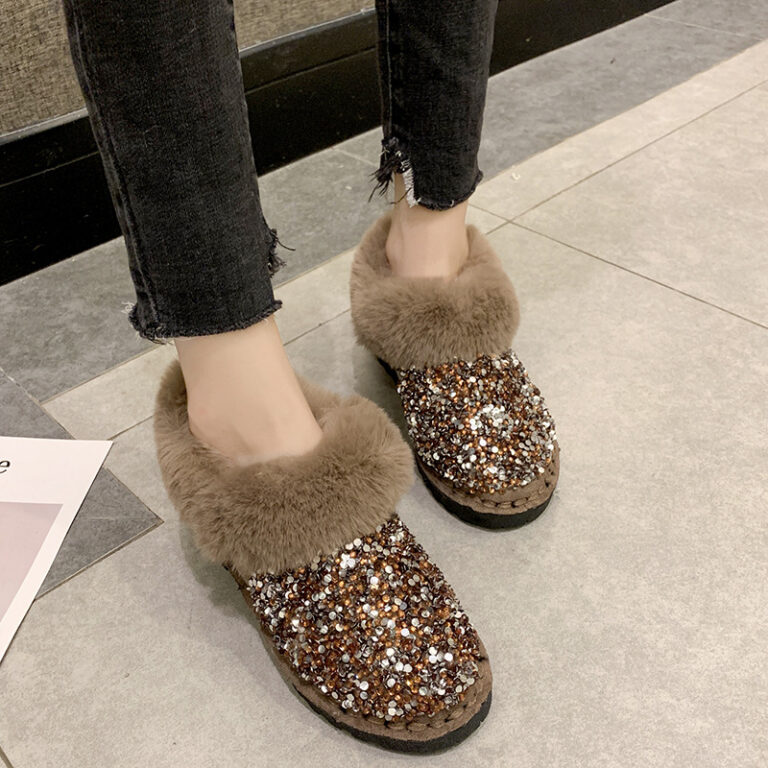 Fashion All-match Soft-soled Sequined Snow Boots Women's Fur In One - Image 6