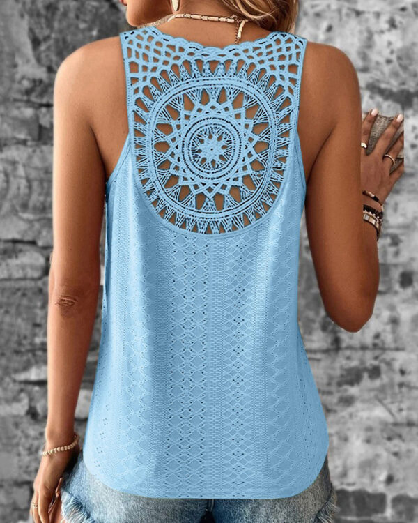 Women's Back Hollow Lace T-shirt - Image 3