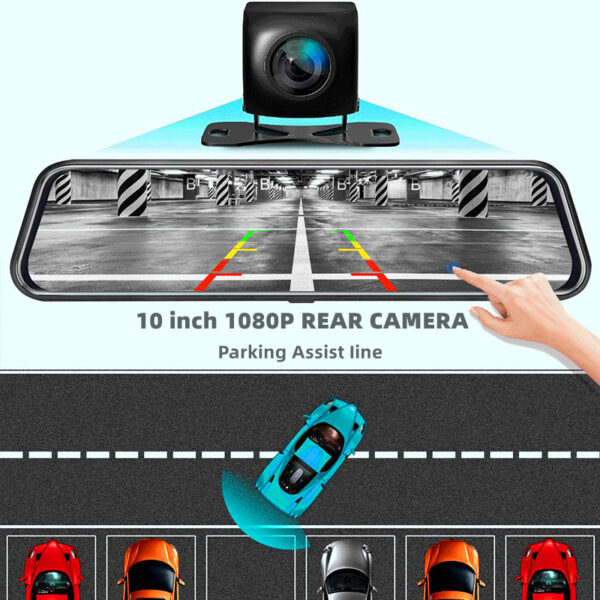 Front and Rear Dual Recording Rear View Mirror Dash Cam - Image 7