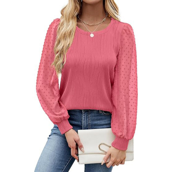 Women's Round Neck Chiffon Puff Sleeve Fashion - Image 4