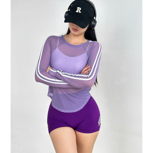 Running Fitness Breathable Long Sleeves Yoga Training Blouse T-shirt Loose - Image 10