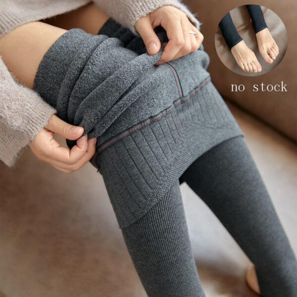 High Waist Stripes Leggings Winter Warm Thick High Stretch Imitation-cashmere Trousers Skinny Fitness Woman Pants - Image 6