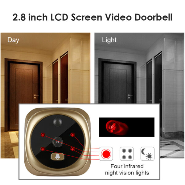 2.8 Inch Infrared Night Vision Camera Video Intelligent Electronic Peephole Visual Peephole Doorbell - Image 3