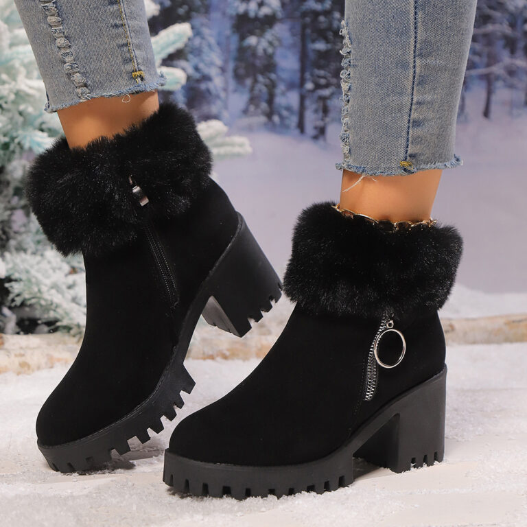 Snow Velvet Thermal And Thickening Thick Heel Women's Short Boots - Image 5