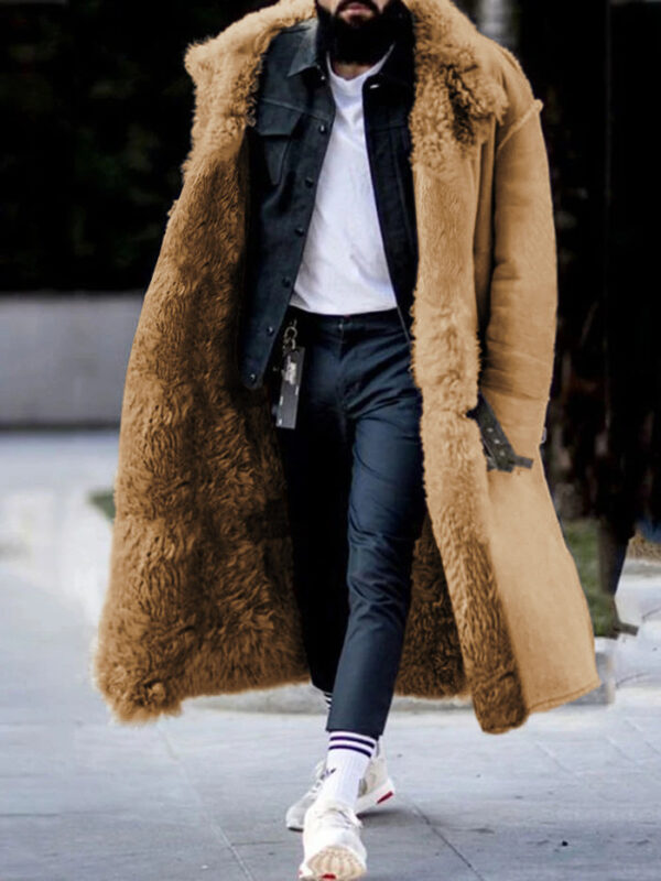 Autumn And Winter Long Thick Furry Coat Lapel Frosted Velvet Keeps Warm - Image 8